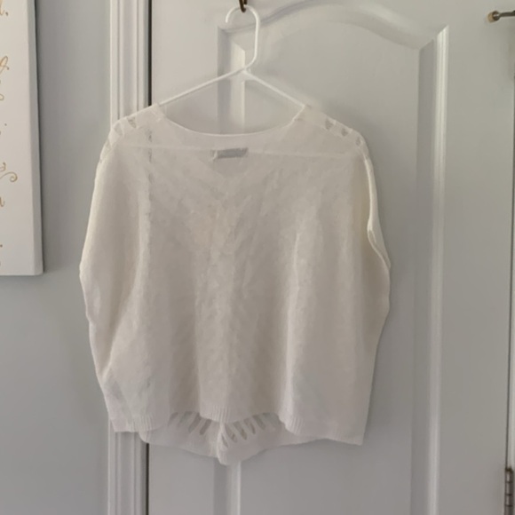 Colour 5 Power sweater jumper beige L‎ see through lightweight knit v neck linen - Picture 8 of 11